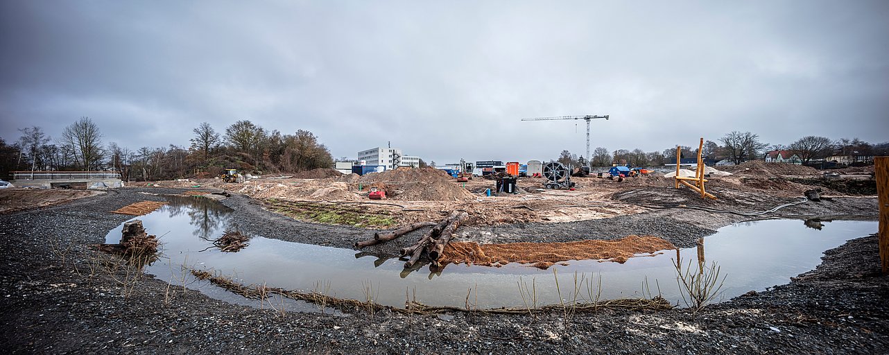 Baufortschritt des Neubauprojekts joseph mit erschlossener Baugrube Baufortschritt des Neubauprojekts joseph mit erschlossener Baugrube